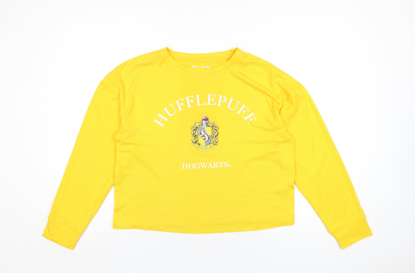 Harry Potter Womens Yellow Polyester Basic T-Shirt Size M Round Neck - Hogwarts Hufflepuff