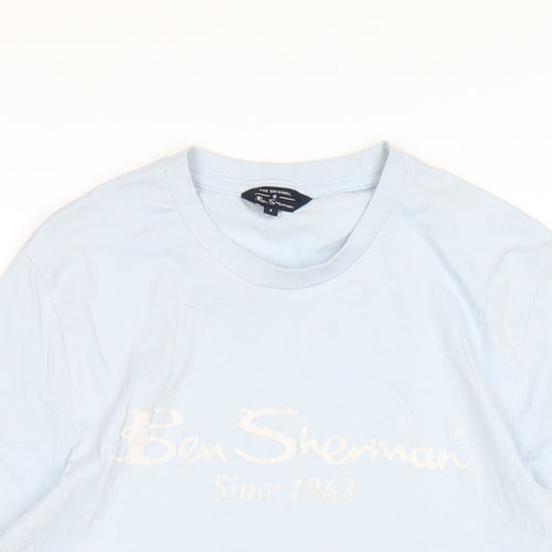 Ben Sherman Mens Blue Cotton T-Shirt Size S Roll Neck