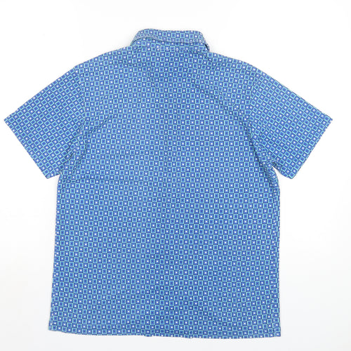 Gap Womens Blue Geometric Nylon Basic Button-Up Size S Collared