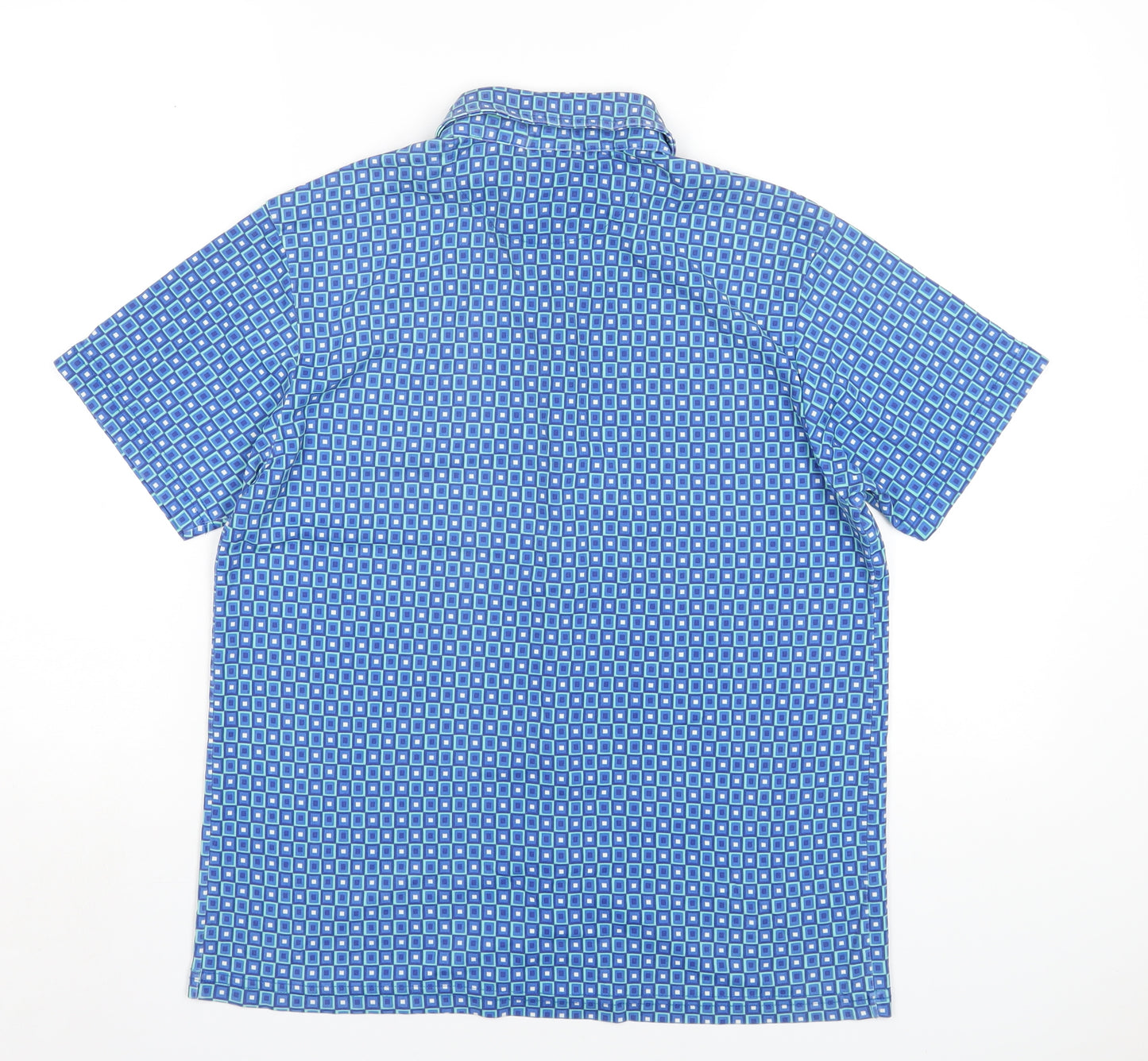 Gap Womens Blue Geometric Nylon Basic Button-Up Size S Collared