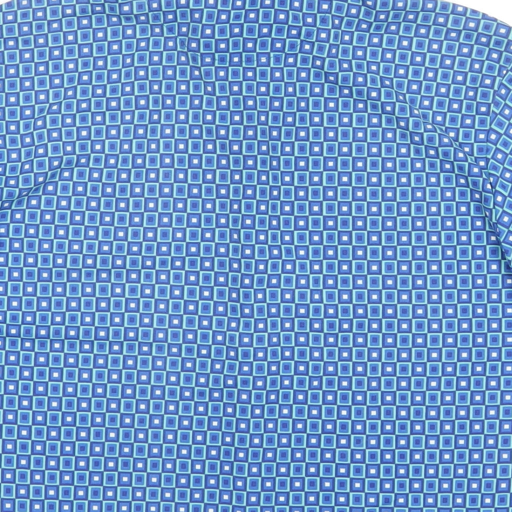 Gap Womens Blue Geometric Nylon Basic Button-Up Size S Collared