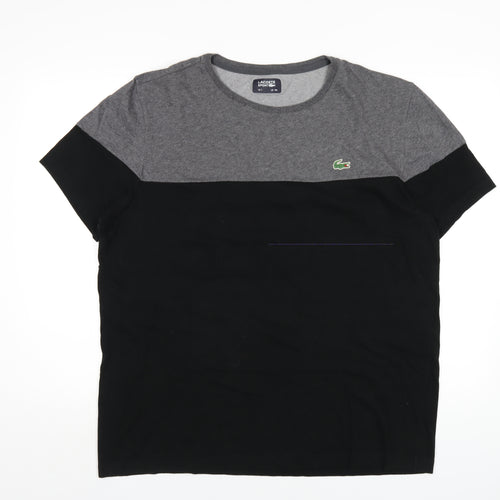 Lacoste Mens Black Cotton T-Shirt Size 2XL Round Neck