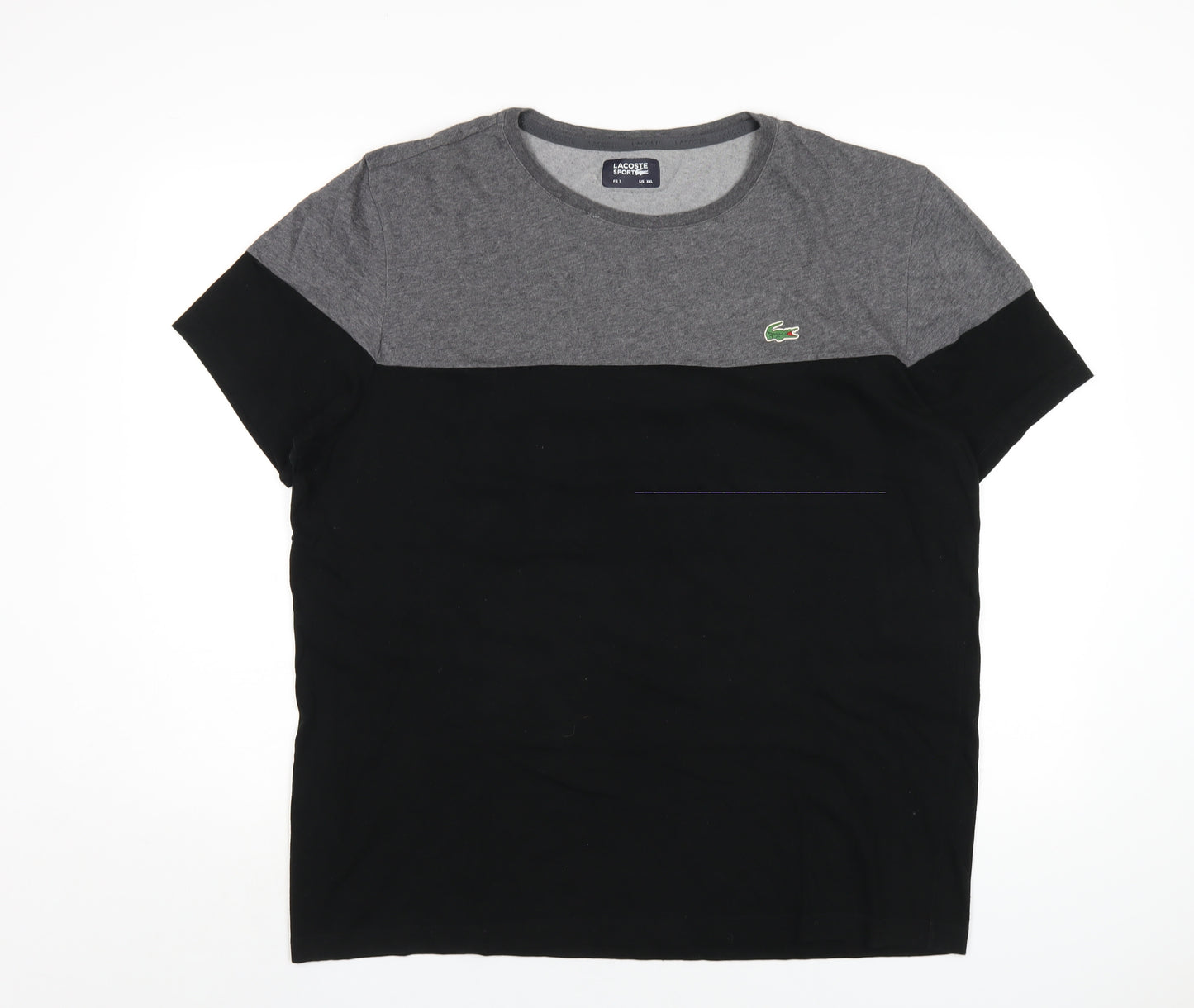 Lacoste Mens Black Cotton T-Shirt Size 2XL Round Neck