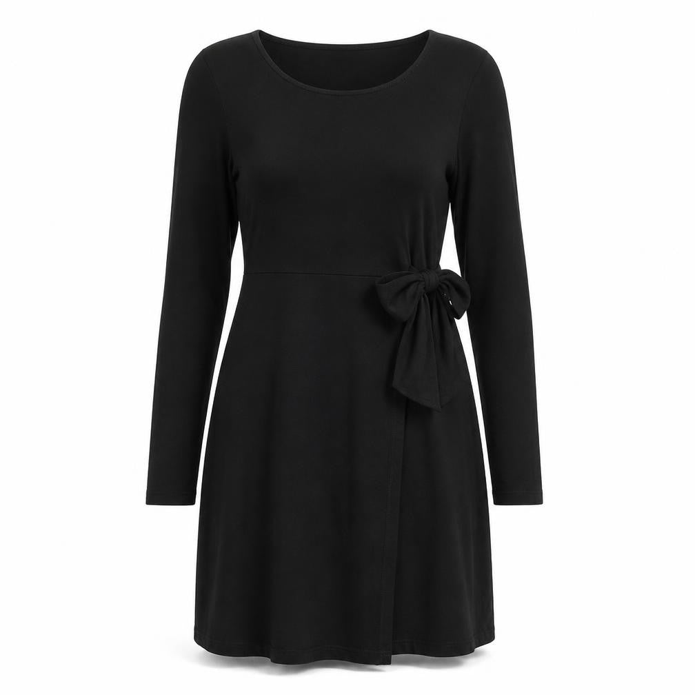 Front view of Great Plains women’s black viscose a-line, size S, round neck pullover
