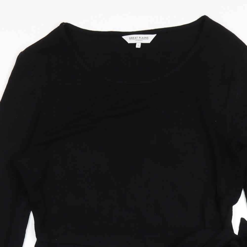 Great Plains Womens Black Viscose A-Line Size S Round Neck Pullover