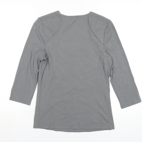 Jaeger Womens Grey Viscose Basic T-Shirt Size M Scoop Neck