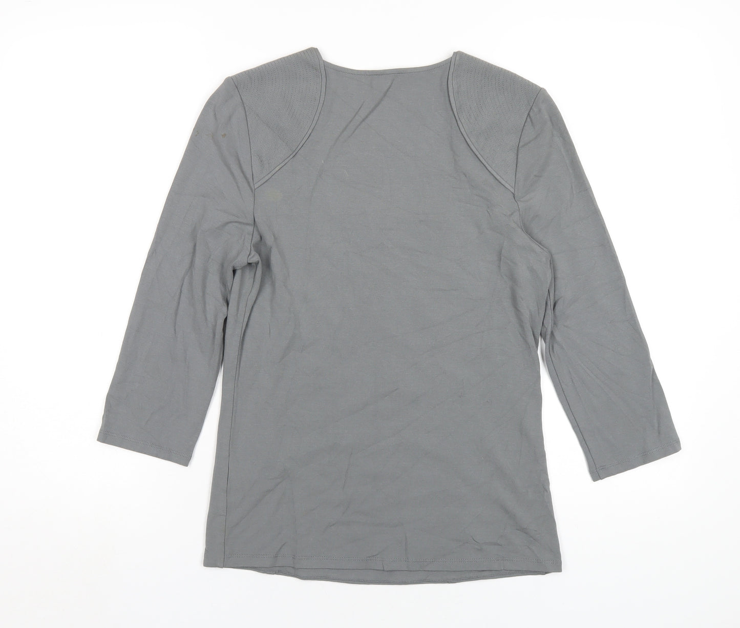 Jaeger Womens Grey Viscose Basic T-Shirt Size M Scoop Neck