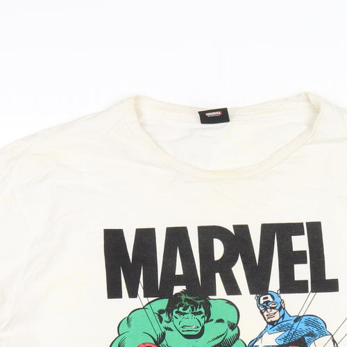 Marvel Mens Ivory Cotton T-Shirt Size XL Round Neck - Avengers