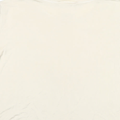 Laura Ashley Womens Beige Silk Basic T-Shirt Size L Round Neck