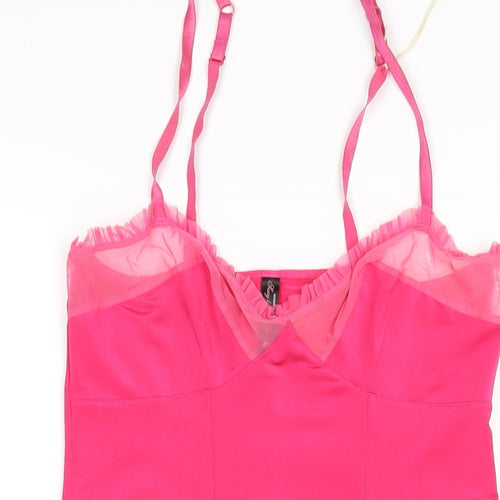 Victoria's Secret Womens Pink Solid Polyester Cami Dress Size L