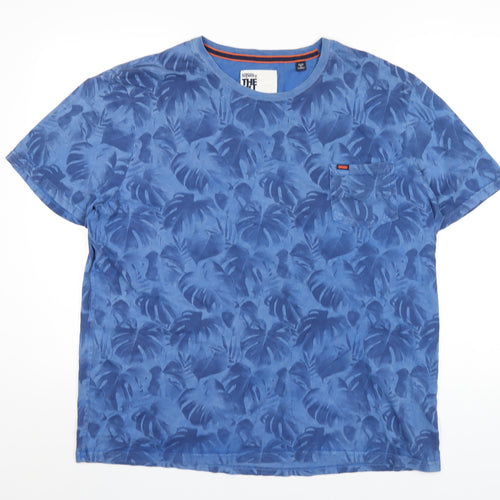 Superdry Mens Blue Floral Cotton T-Shirt Size 3XL Round Neck