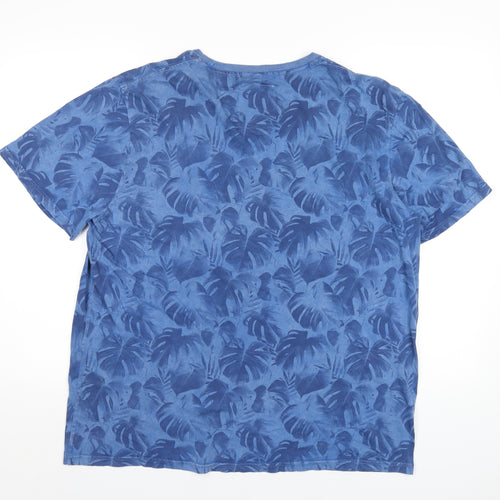 Superdry Mens Blue Floral Cotton T-Shirt Size 3XL Round Neck