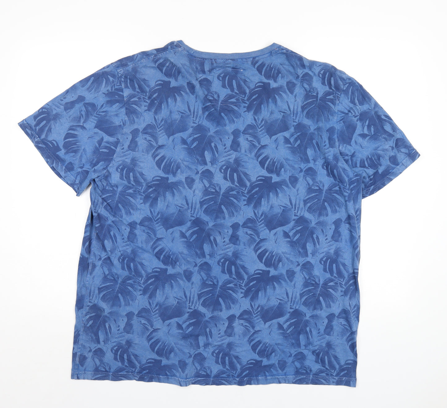 Superdry Mens Blue Floral Cotton T-Shirt Size 3XL Round Neck
