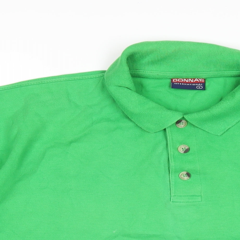 Donnay Mens Green Polyester Polo Size L Collared Button