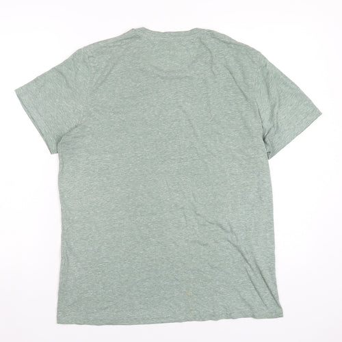 JACK & JONES Mens Green Cotton T-Shirt Size L Round Neck