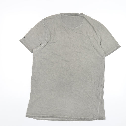 Firetrap Mens Grey Cotton T-Shirt Size L Round Neck