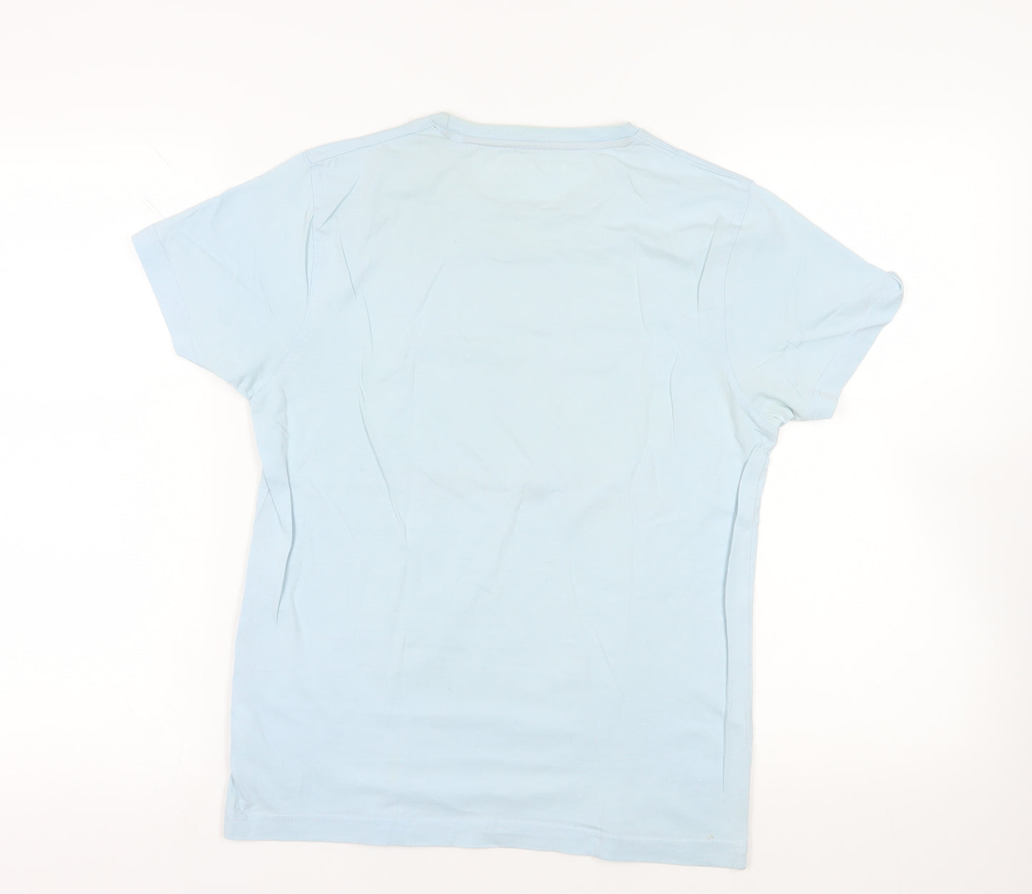 JACK & JONES Mens Blue Cotton T-Shirt Size M Crew Neck - Logo