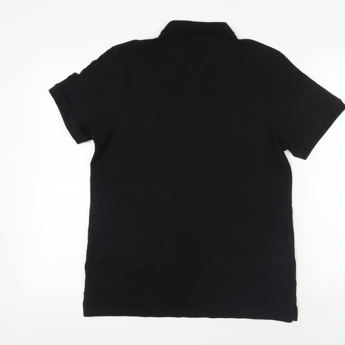 JACK & JONES Mens Black Cotton Polo Size L Collared Button - Logo