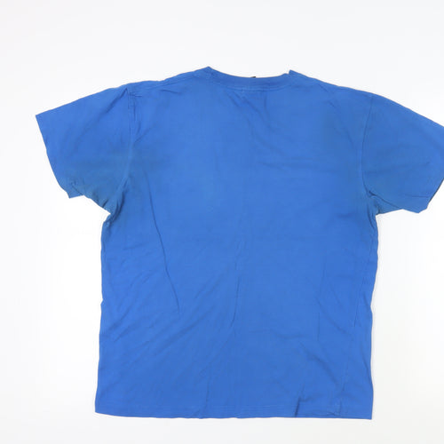 Bench Mens Blue Cotton T-Shirt Size M Crew Neck - Logo