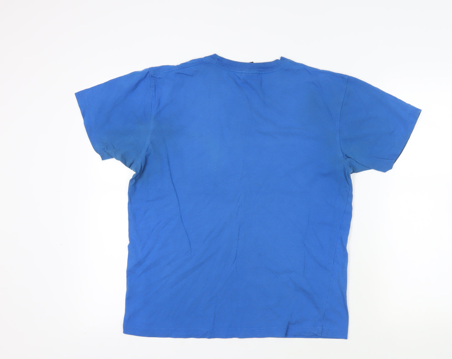 Bench Mens Blue Cotton T-Shirt Size M Crew Neck - Logo