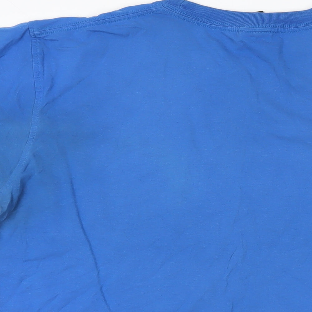 Bench Mens Blue Cotton T-Shirt Size M Crew Neck - Logo