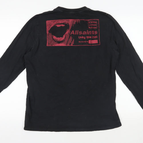 AllSaints Mens Black Cotton T-Shirt Size S Crew Neck - Logo