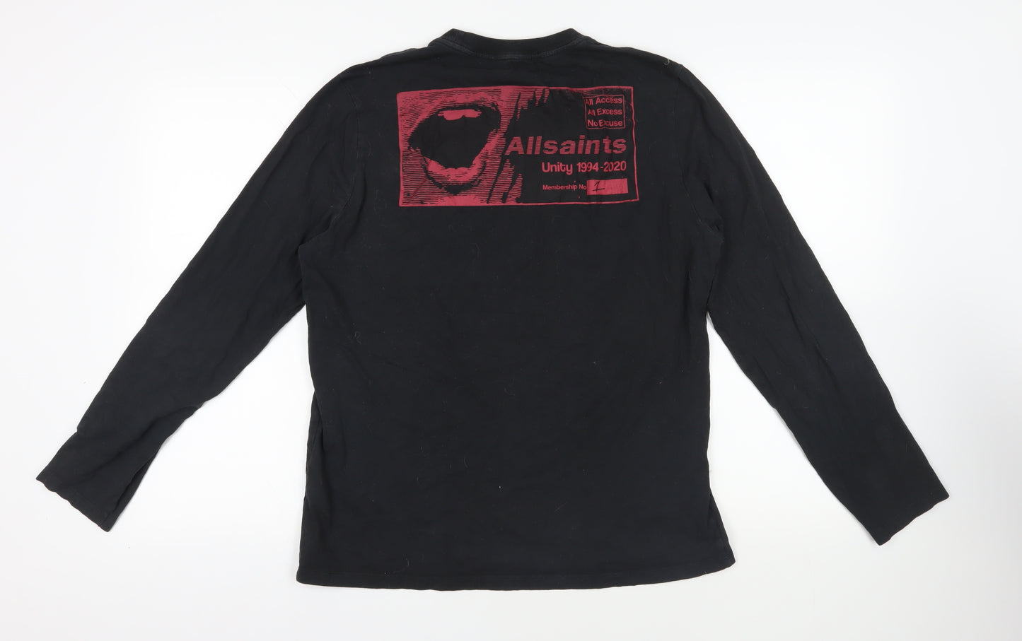 AllSaints Mens Black Cotton T-Shirt Size S Crew Neck - Logo