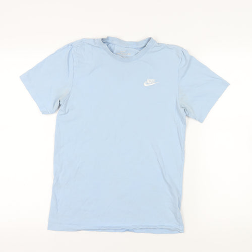 Nike Womens Blue Cotton Basic T-Shirt Size XS Crew Neck - Logo