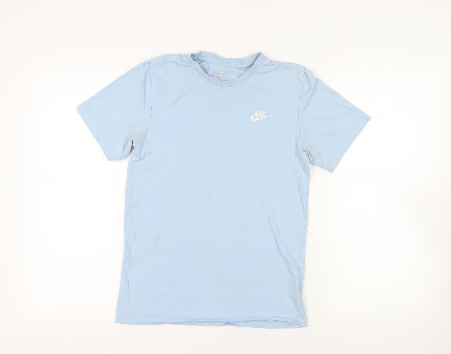 Nike Womens Blue Cotton Basic T-Shirt Size XS Crew Neck - Logo