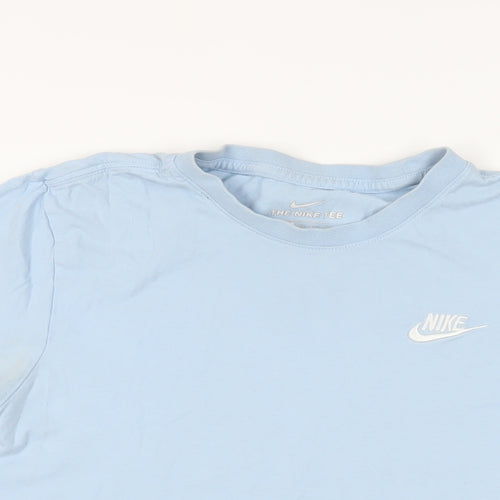 Nike Womens Blue Cotton Basic T-Shirt Size XS Crew Neck - Logo