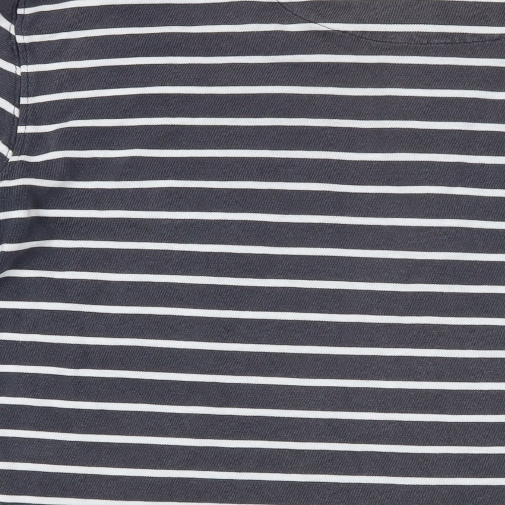 Jack Wills Mens Blue Striped Cotton T-Shirt Size M Henley - Logo