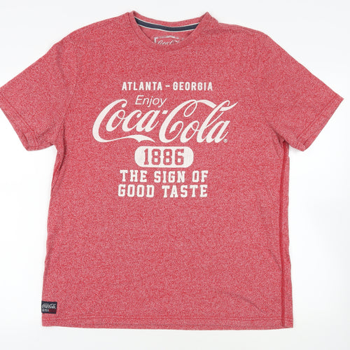 Coca-Cola Mens Red Cotton T-Shirt Size XL Crew Neck - Logo