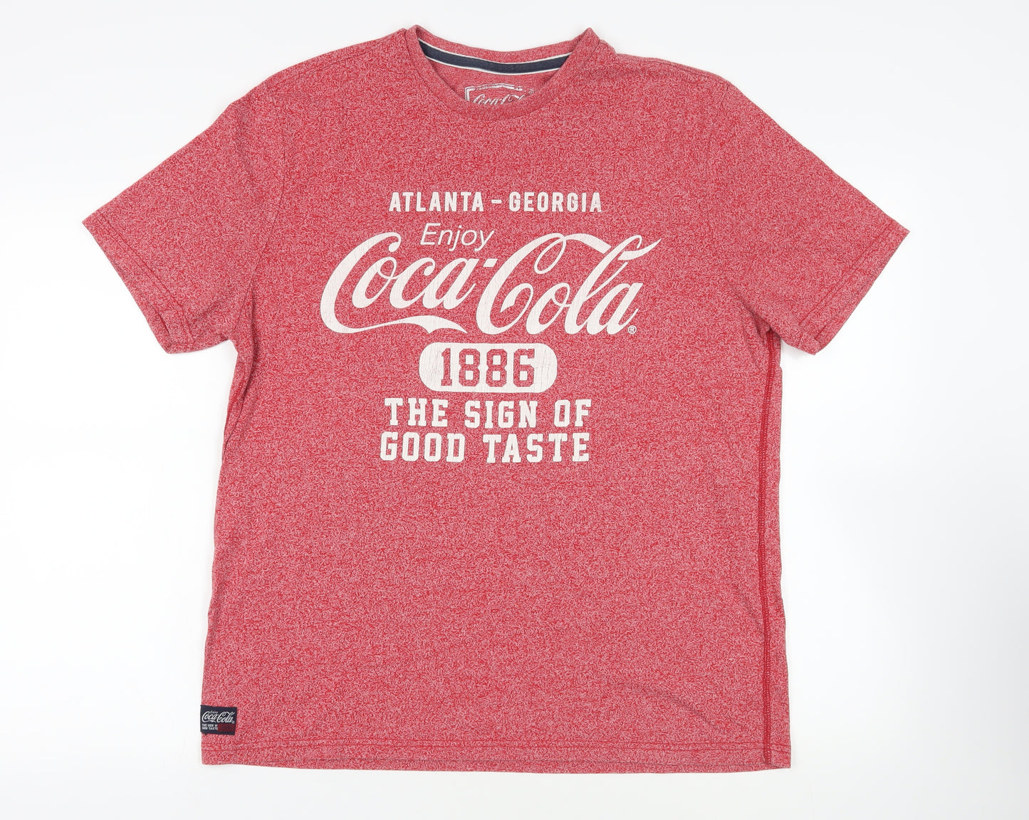 Coca-Cola Mens Red Cotton T-Shirt Size XL Crew Neck - Logo