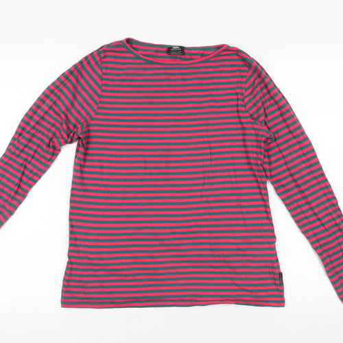 Trespass Womens Pink Striped Cotton Basic T-Shirt Size 12 Boat Neck