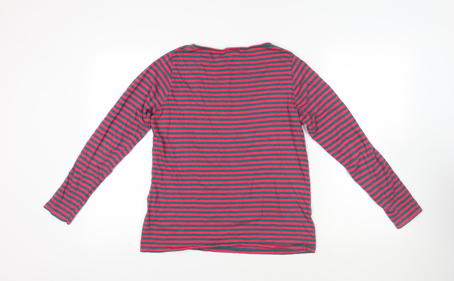 Trespass Womens Pink Striped Cotton Basic T-Shirt Size 12 Boat Neck