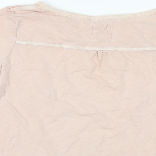 White Stuff Womens Pink Cotton Basic T-Shirt Size 10 V-Neck