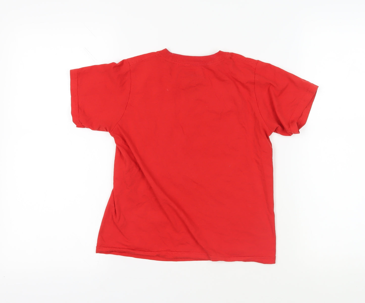 M&Ms Girls Red Cotton Pullover T-Shirt Size 7-8 Years Crew Neck Pullover - Slogan
