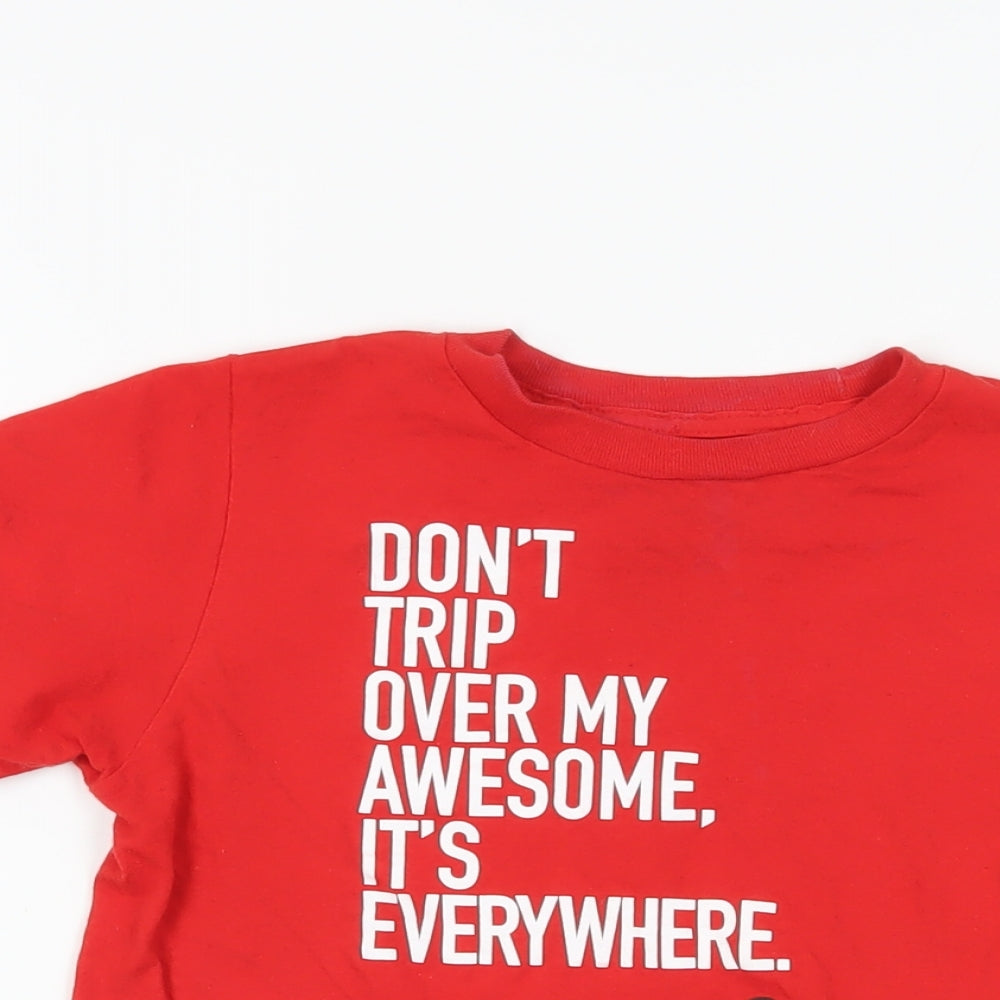 M&Ms Girls Red Cotton Pullover T-Shirt Size 7-8 Years Crew Neck Pullover - Slogan