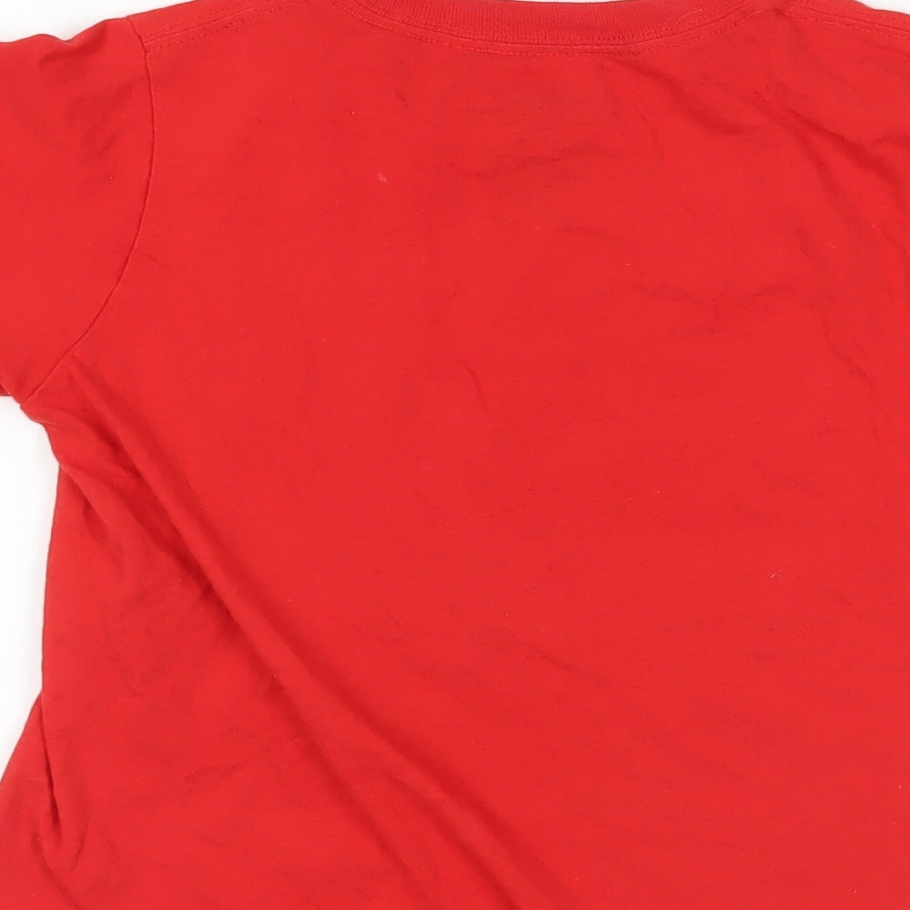 M&Ms Girls Red Cotton Pullover T-Shirt Size 7-8 Years Crew Neck Pullover - Slogan