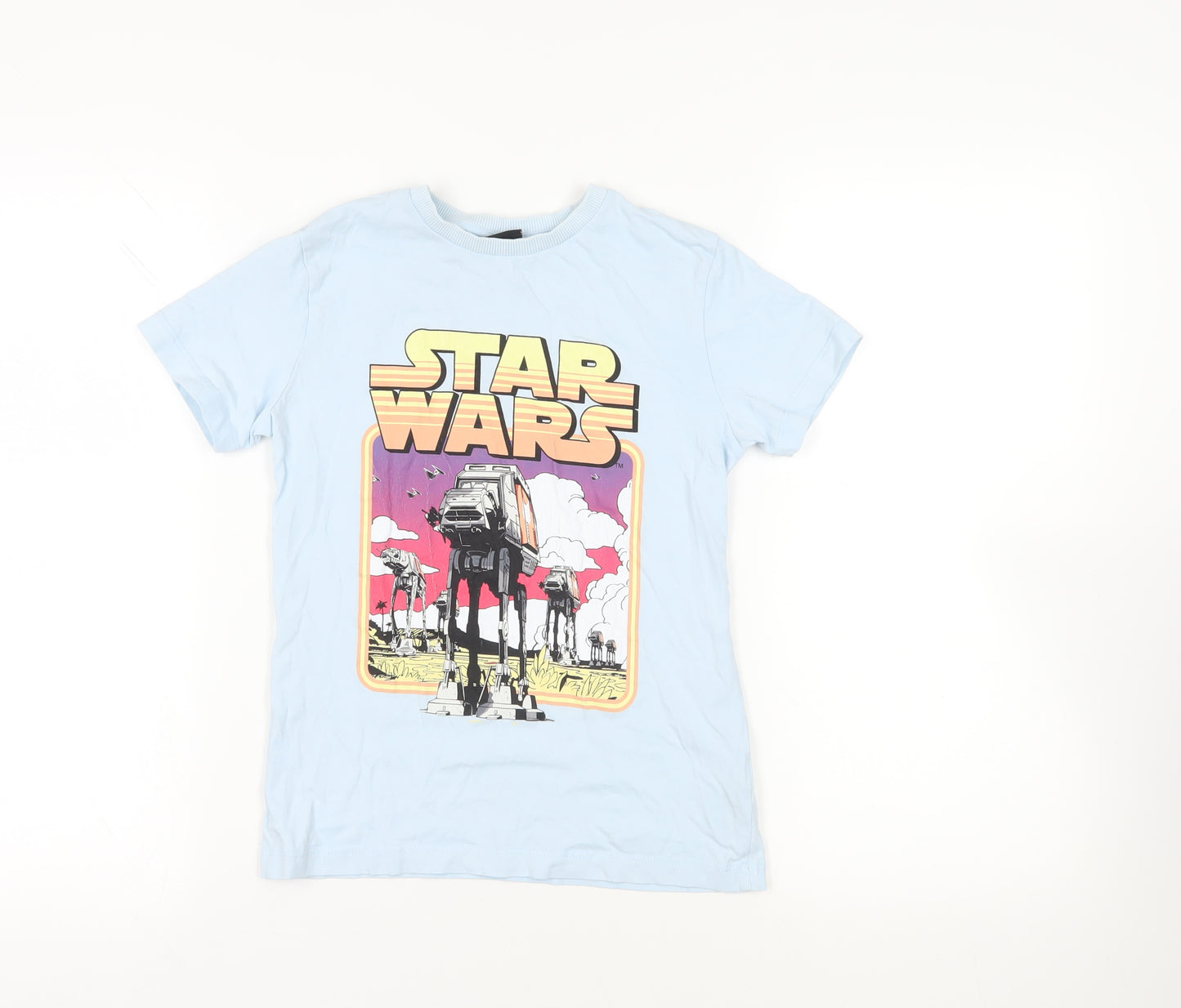 NEXT Boys Blue Cotton Pullover T-Shirt Size 9 Years Crew Neck Pullover - Star Wars