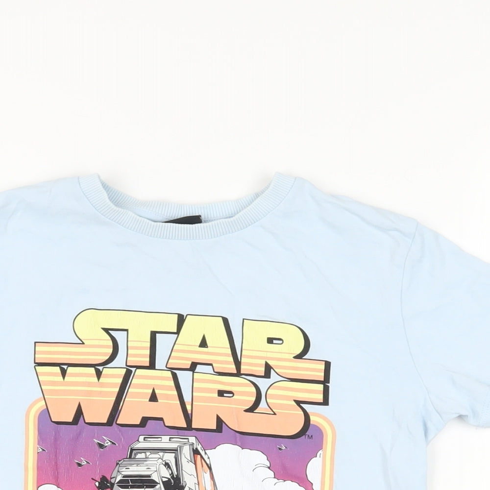 NEXT Boys Blue Cotton Pullover T-Shirt Size 9 Years Crew Neck Pullover - Star Wars