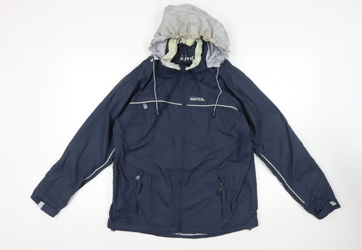 Nautical Mens Blue Windbreaker Jacket Size S Zip - Logo Zipped Pockets Technical Waterproof