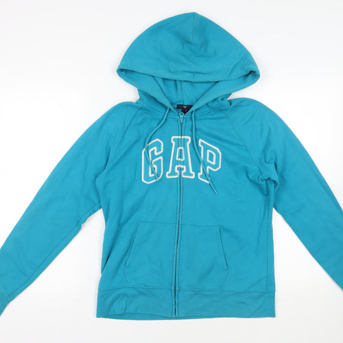 Gap Womens Blue Cotton Full Zip Hoodie Size L Zip - Logo Pockets