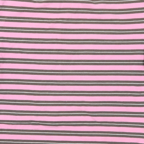 Daniel Hechter Womens Pink Striped Cotton Basic T-Shirt Size 8 Boat Neck - Logo