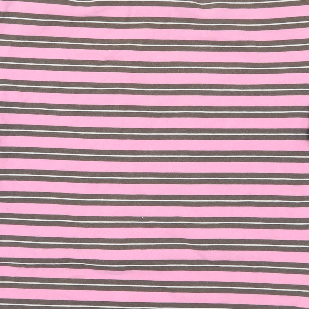 Daniel Hechter Womens Pink Striped Cotton Basic T-Shirt Size 8 Boat Neck - Logo