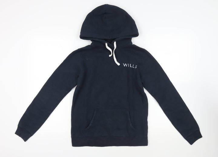 Jack Wills Womens Blue Cotton Pullover Hoodie Size 10 Pullover - Logo Zipped Pockets