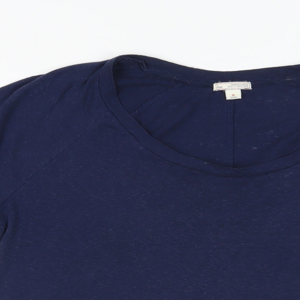 Gap Womens Blue Cotton Basic T-Shirt Size M Round Neck