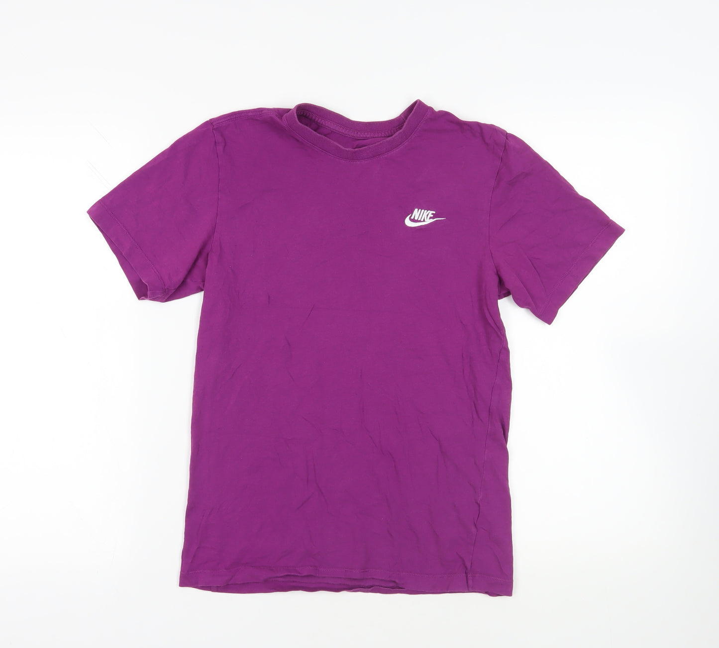 Nike Womens Purple Cotton Basic T-Shirt Size XS Crew Neck - Logo