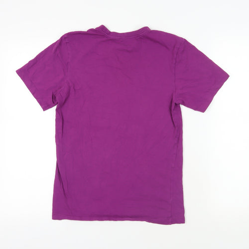 Nike Womens Purple Cotton Basic T-Shirt Size XS Crew Neck - Logo