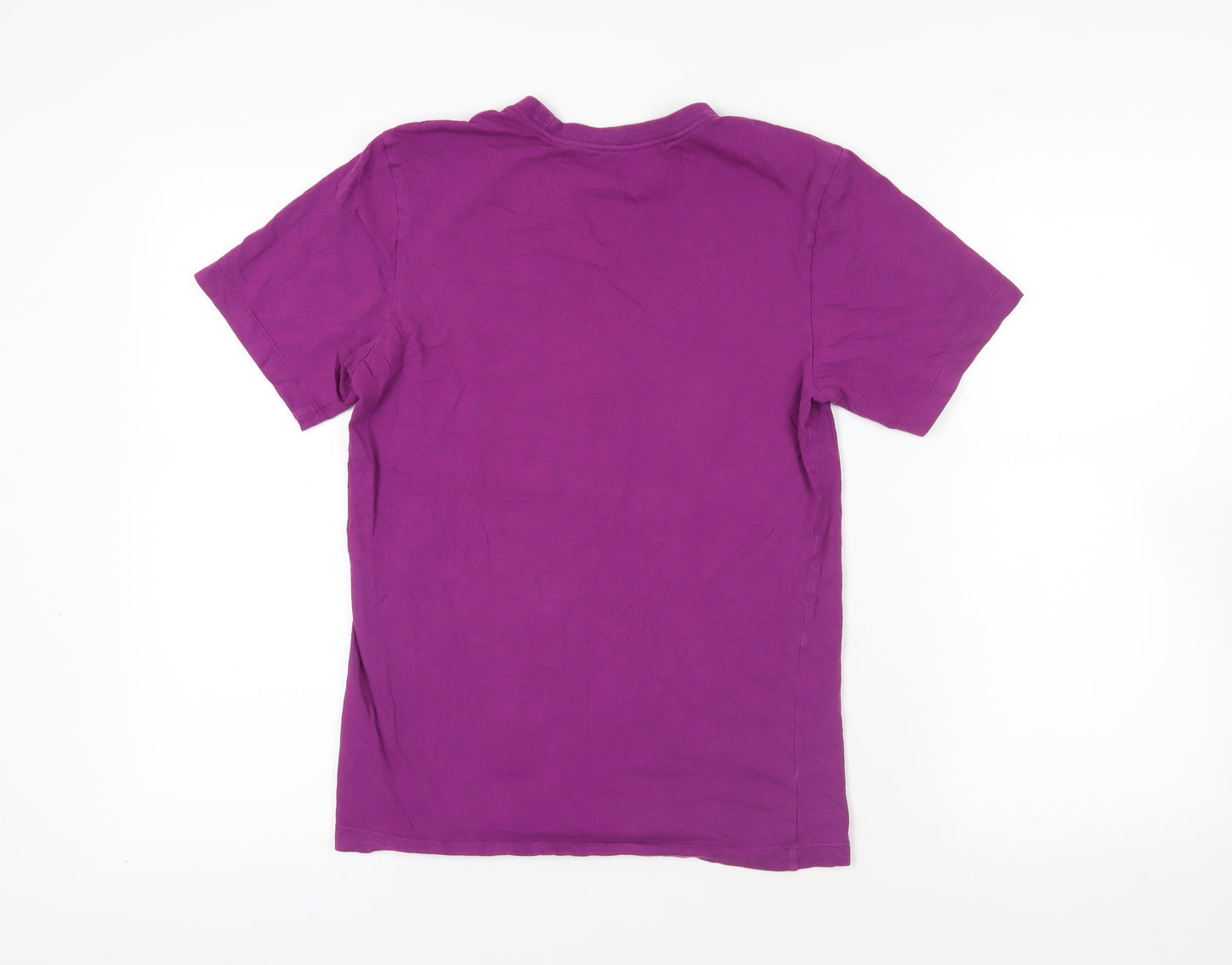 Nike Womens Purple Cotton Basic T-Shirt Size XS Crew Neck - Logo